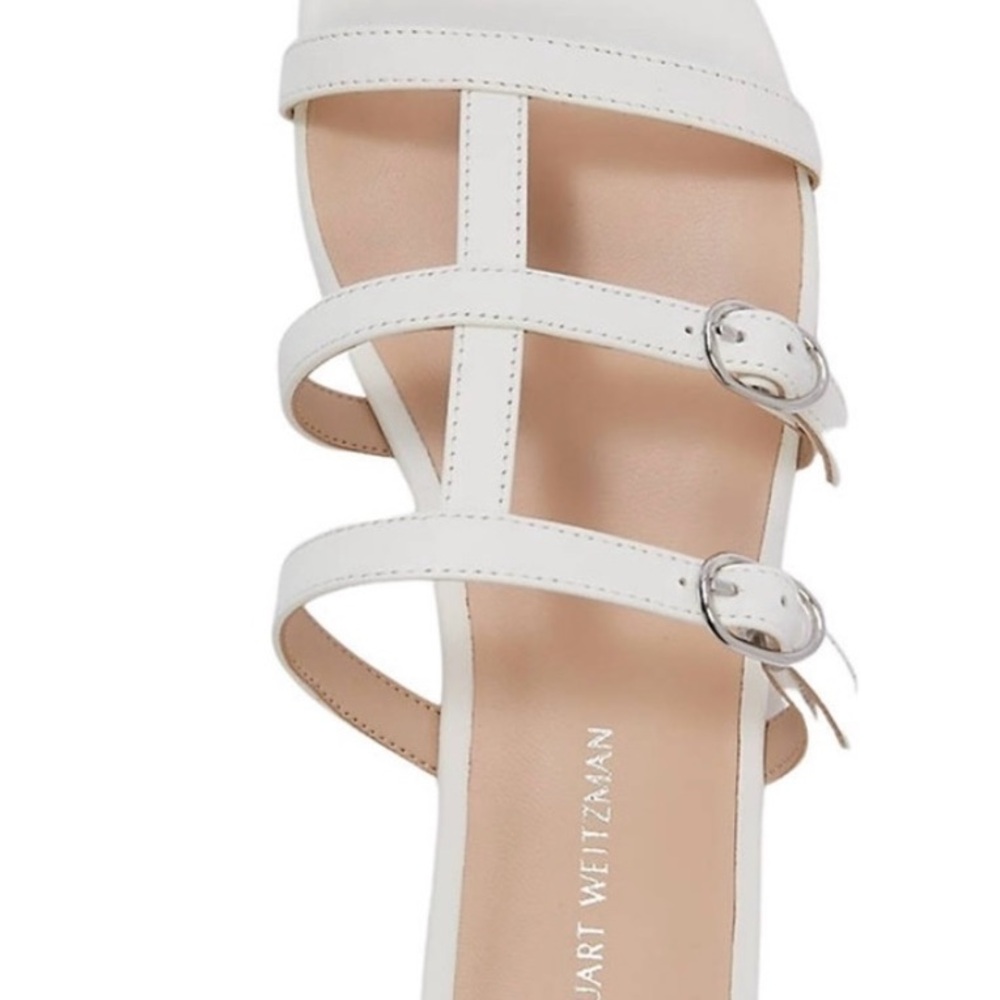 Stuart Weitzman NEW Grecian Buckle Flat Slide leather sandal + Dust Bag size 8